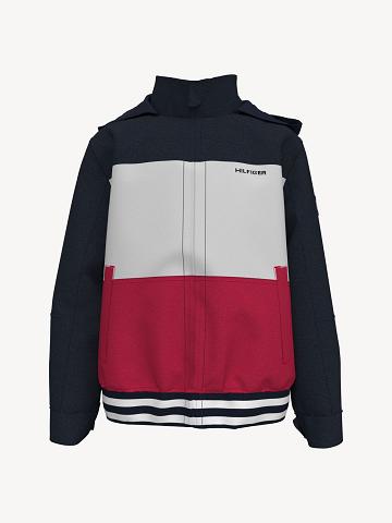 Fiú Tommy Hilfiger Colorblock Yachting Kabát Sötétkék Fehér Piros | HU 2120AHK
